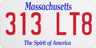 MA license plate 313LT8