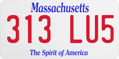 MA license plate 313LU5