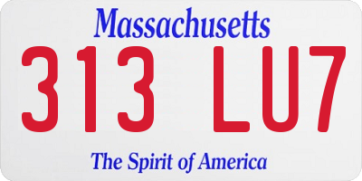 MA license plate 313LU7