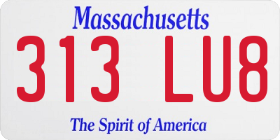 MA license plate 313LU8