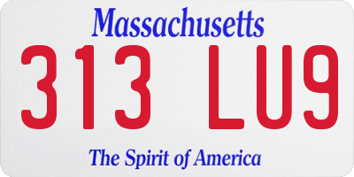 MA license plate 313LU9