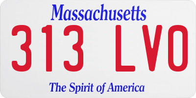 MA license plate 313LV0