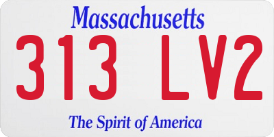MA license plate 313LV2