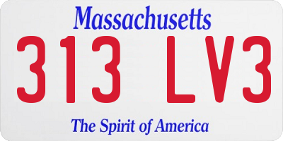 MA license plate 313LV3