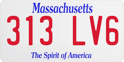 MA license plate 313LV6
