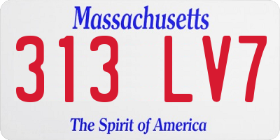 MA license plate 313LV7