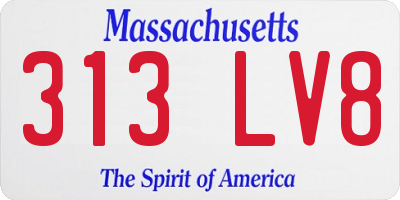 MA license plate 313LV8