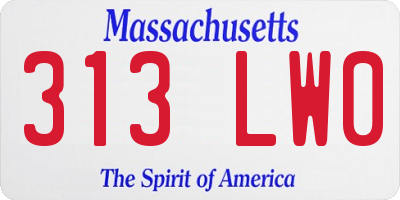 MA license plate 313LW0