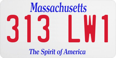MA license plate 313LW1
