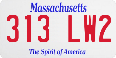 MA license plate 313LW2