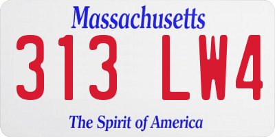 MA license plate 313LW4