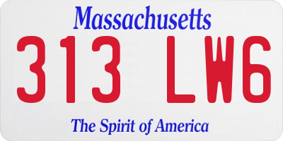 MA license plate 313LW6