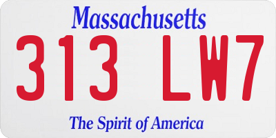 MA license plate 313LW7