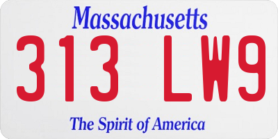 MA license plate 313LW9
