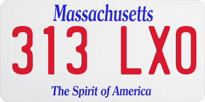 MA license plate 313LX0