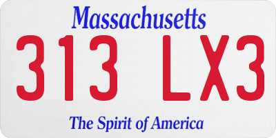 MA license plate 313LX3