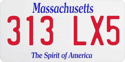MA license plate 313LX5