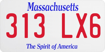 MA license plate 313LX6