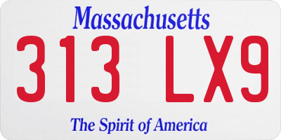 MA license plate 313LX9