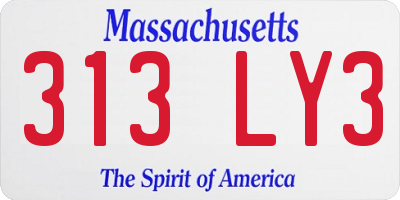 MA license plate 313LY3