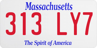 MA license plate 313LY7