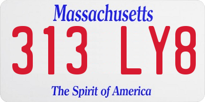 MA license plate 313LY8