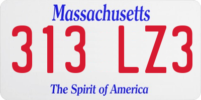 MA license plate 313LZ3