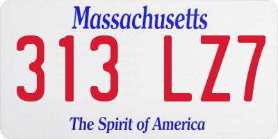 MA license plate 313LZ7