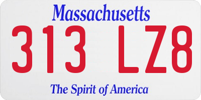 MA license plate 313LZ8