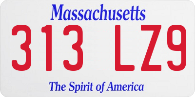 MA license plate 313LZ9