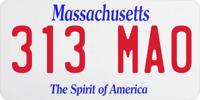 MA license plate 313MA0