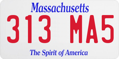 MA license plate 313MA5