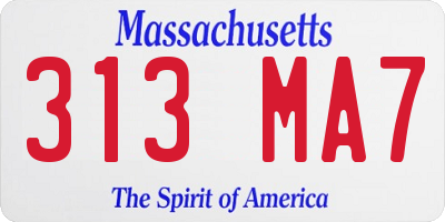 MA license plate 313MA7