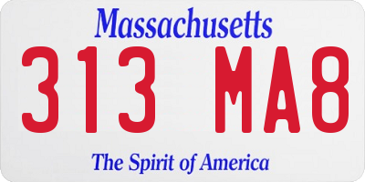 MA license plate 313MA8