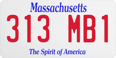 MA license plate 313MB1