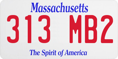 MA license plate 313MB2