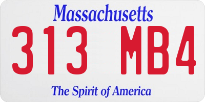 MA license plate 313MB4