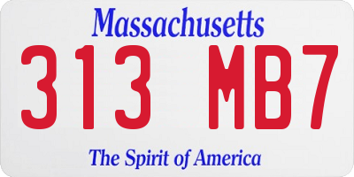 MA license plate 313MB7