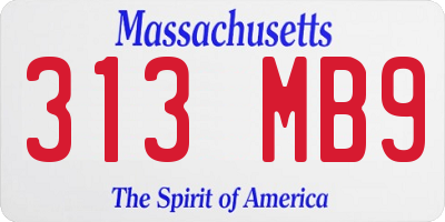 MA license plate 313MB9