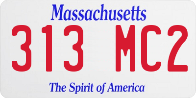 MA license plate 313MC2