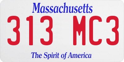 MA license plate 313MC3