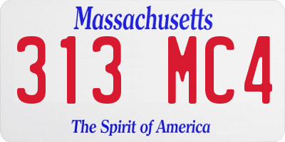 MA license plate 313MC4