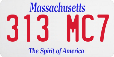 MA license plate 313MC7