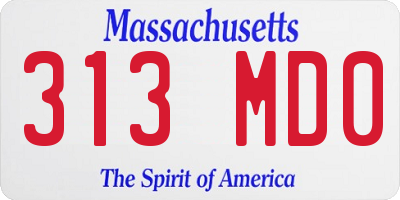 MA license plate 313MD0