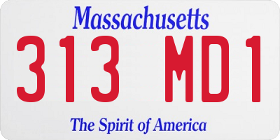 MA license plate 313MD1