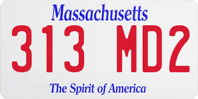 MA license plate 313MD2