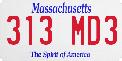 MA license plate 313MD3