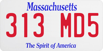 MA license plate 313MD5