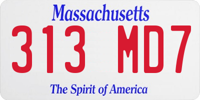 MA license plate 313MD7