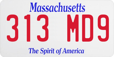 MA license plate 313MD9